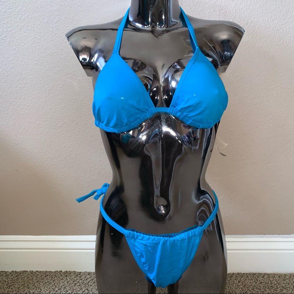 NWT 80s Turquoise Vintage Bikini Set